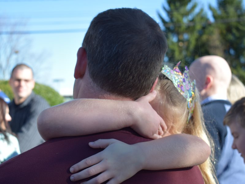 Addie hugging Dan