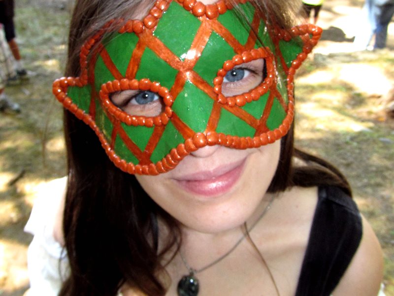 Amber in a mask