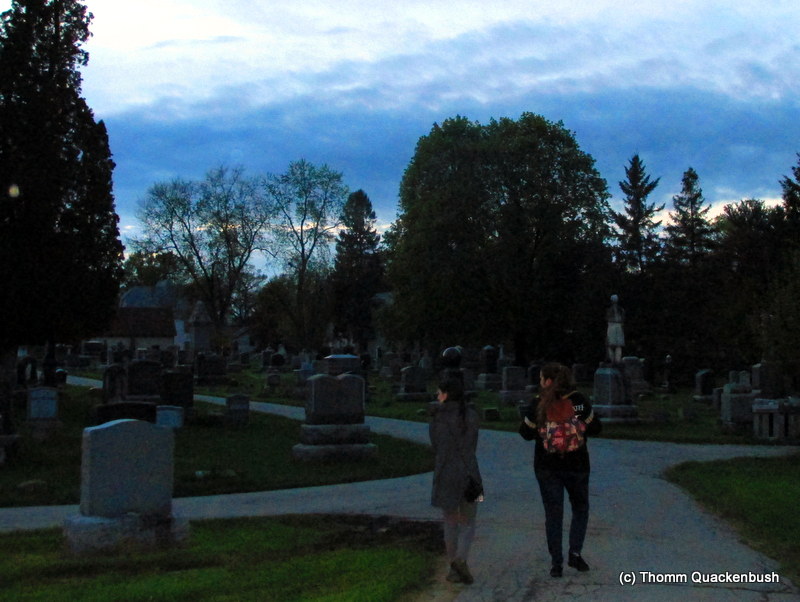 Amber and Sarah in the graveyard