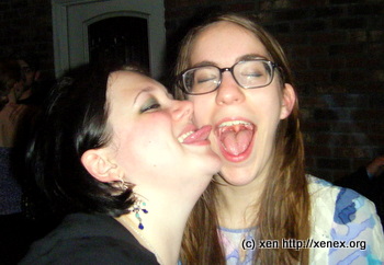 Loren licking Rosie