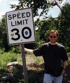 Scott Carr, holding a sign as only he can